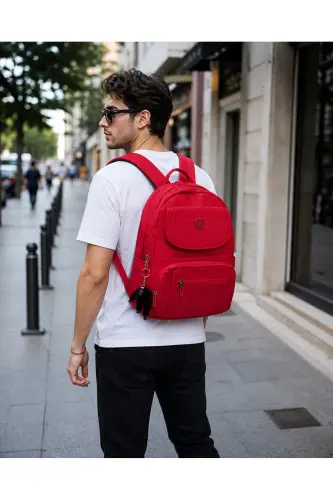 Kırinkıl Su Geçirmez Üstten Kapaklı Büyük Boy Unisex Okul Sırt Ve Seyahat Çantası - kirimizi - 6