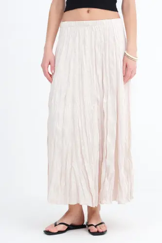 Kırışık Görünümlü Uzun Etek E16125-B5-Taş - 2