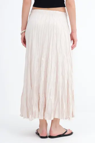 Kırışık Görünümlü Uzun Etek E16125-B5-Taş - 6