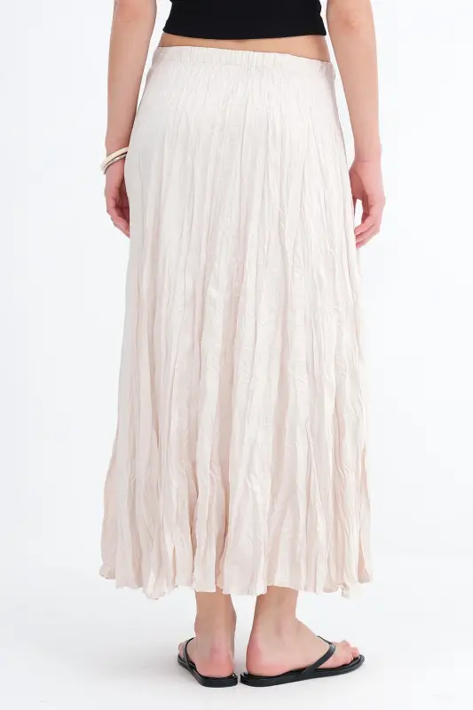 Kırışık Görünümlü Uzun Etek E16125-B5-Taş - 6