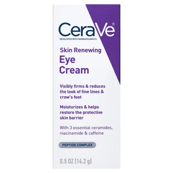 CeraVe Skin Care Renewing Eye Cream for Dark Circles & Puffiness with Peptides, Hyaluronic Acid, Niacinamide, Caffeine, Fragrance Free 0.5 oz- - 9