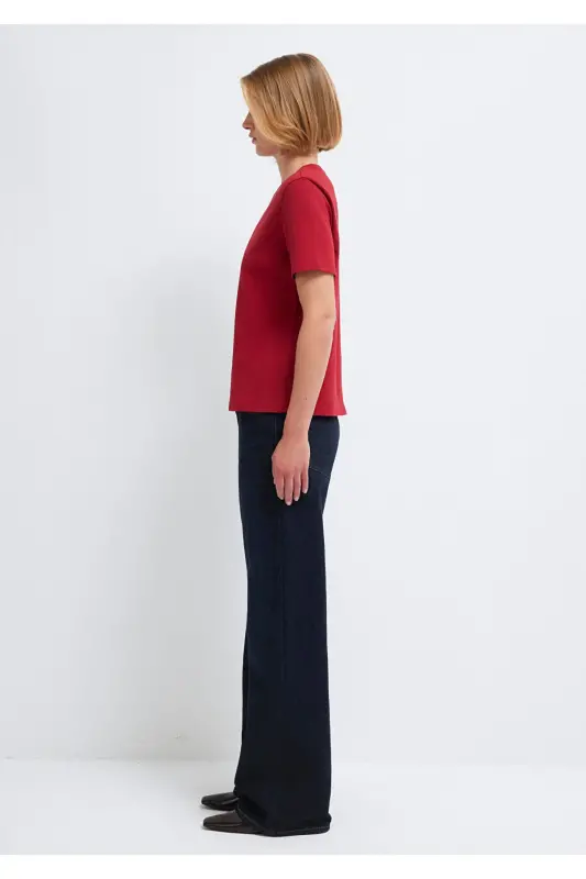 Kırmızı Basic Tişört Semi Slim Fit / Yarı Dar Kesim 1612916-70391-Kırmızı - 4