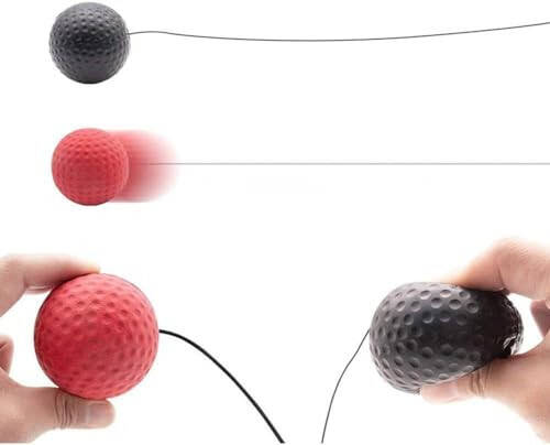 Red Boxing Reflex Ball - Improve Reaction Speed & Hand-Eye Coordination - Home Training Boxing Equipment with Adjustable Elastic Headband - 4