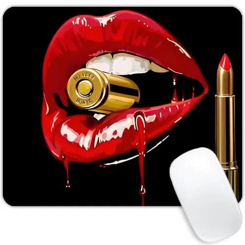 Red Lip Bite Bullet Mouse pad Customized Mousepad Non-Slip Rubber Base Mouse Pads for Computers Laptop Office Desk Accessories Mouse pad - 1