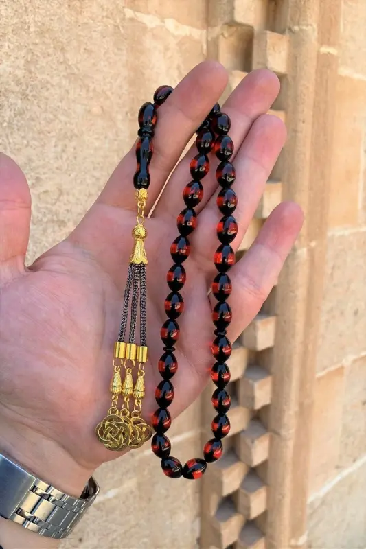 Erkek Kırmızı Hediye Sürmeli Toz Pres Tesbih Dgn1191-Kırmızı Sürmeli - GENEL MARKALAR