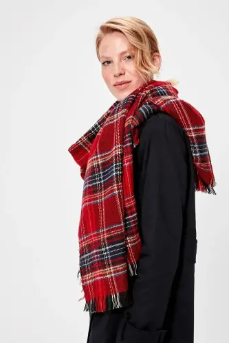 Kırmızı Iskoç Desenli Ekoseli Atkı-Kırmızı İskoç Desen - NOVON (1)