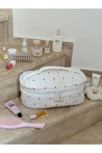 Kırmızı Kalpli Seyahat Çantası Airwrap Uyumlu - Beyaz - 1