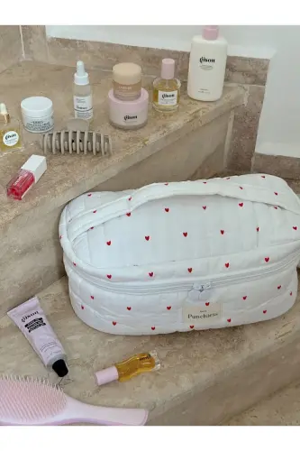 Kırmızı Kalpli Seyahat Çantası Airwrap Uyumlu - Beyaz - 3