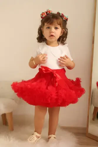 Kırmızı Kız Çocuk Tütü Etek - Bonita-Kırmızı - LE MABELLE (1)