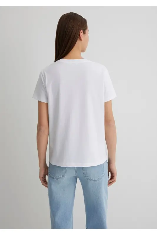 kırmızı miav basklılı regular fit t-shirt - Beyaz - 3