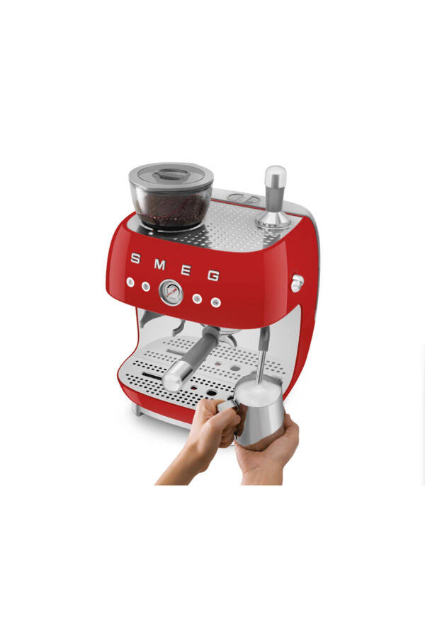 Kırmızı öğütücülü espresso kahve makinesi - 6