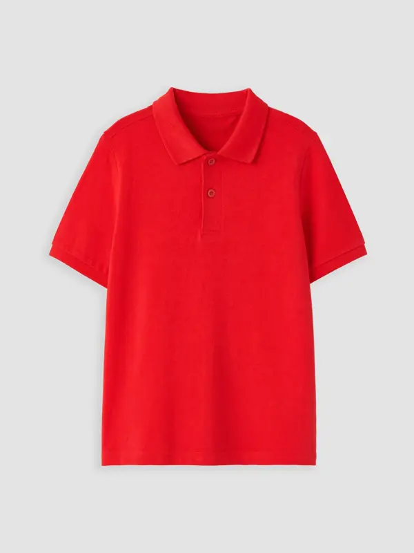 Kırmızı Polo Yaka Erkek Çocuk Pike Tişört-K - 5