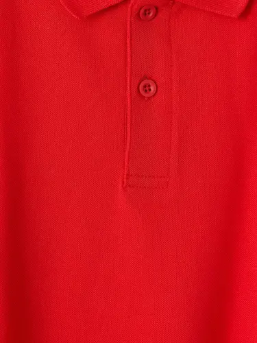 Kırmızı Polo Yaka Erkek Çocuk Pike Tişört-K - 6