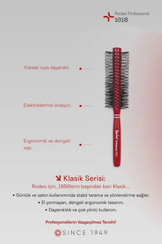 1018 SAÇ FIRÇASI Fön, Tarama, Şekillendirme - Isıya Dayanıklı, Elektriklenme Önleyici - no color - RODEO (1)