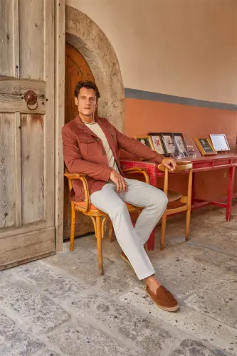 Kırmızı Slim Fit Cepli Mevsimlik Safari Ceket - 2