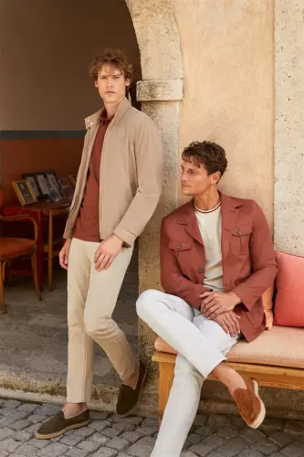 Kırmızı Slim Fit Cepli Mevsimlik Safari Ceket - 4