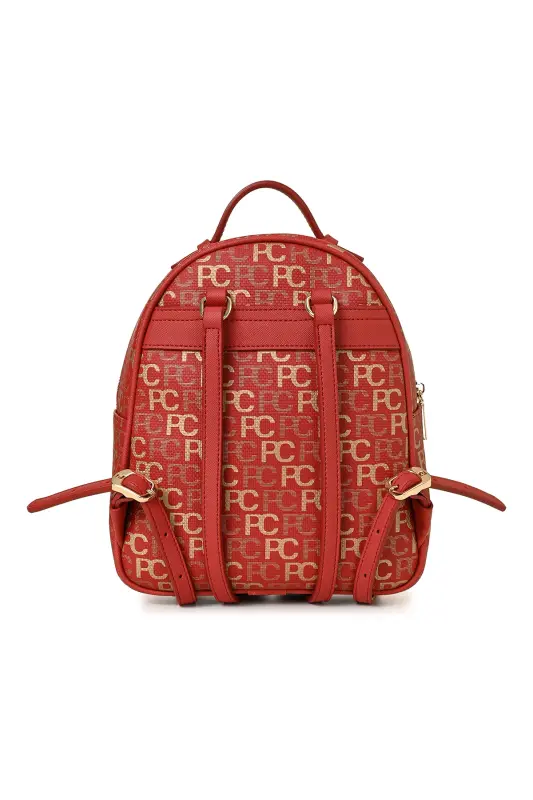 Kırmızı Tramlı Alfabe Kadın Sırt Cantası 05PO22Y1541-Kırmızı - 4