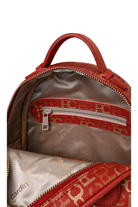 Kırmızı Tramlı Alfabe Kadın Sırt Cantası 05PO22Y1541-Kırmızı - 3