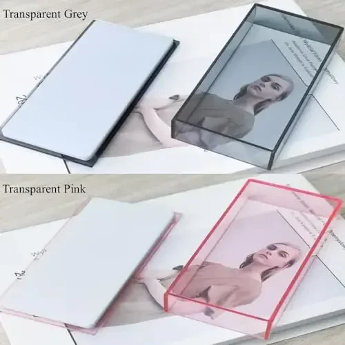 Grafting False Eyelash Acrylic Extension Pallet Organizer, Eyelash Extension Glue Tweezers Plate Makeup Palette, Dustproof Storage Box Display Training Tools Salon (Transparent Grey) - 3