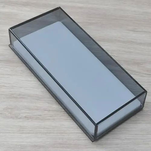 Grafting False Eyelash Acrylic Extension Pallet Organizer, Eyelash Extension Glue Tweezers Plate Makeup Palette, Dustproof Storage Box Display Training Tools Salon (Transparent Grey) - 2