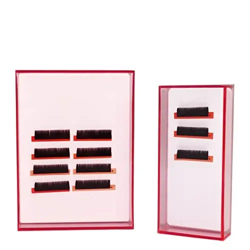 Grafting False Eyelash Acrylic Extension Pallet Organizer, Eyelash Extension Glue Tweezers Plate Makeup Palette, Dustproof Storage Box Display Training Tools Salon (Transparent Pink S) - 4