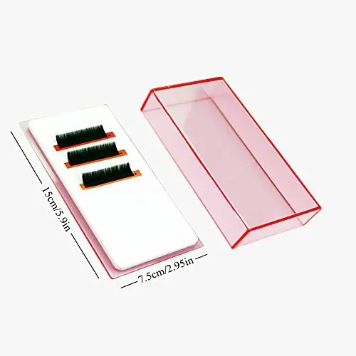 Grafting False Eyelash Acrylic Extension Pallet Organizer, Eyelash Extension Glue Tweezers Plate Makeup Palette, Dustproof Storage Box Display Training Tools Salon (Transparent Pink S) - 5