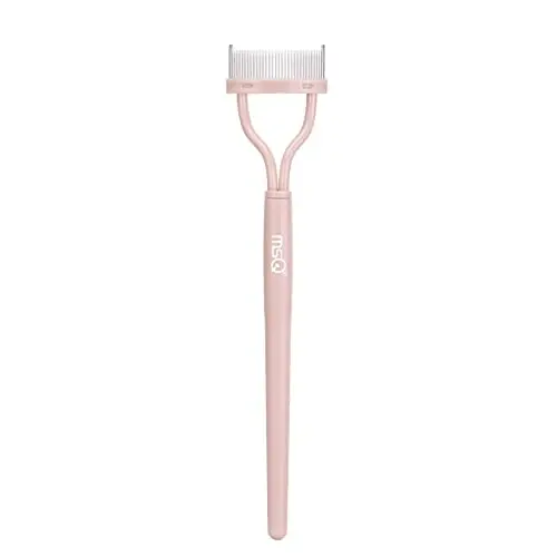 Eyelash Separator Eyelash Comb Lash Separator Tool MSQ Mascara Brush Eyelash Brush Separator Mascara Comb Arc Designed Mascara Applicator With Cover Naked Pink (1PCS) 