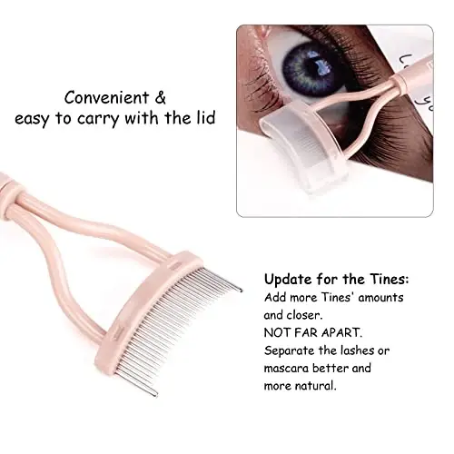 Eyelash Separator Eyelash Comb Lash Separator Tool MSQ Mascara Brush Eyelash Brush Separator Mascara Comb Arc Designed Mascara Applicator With Cover Naked Pink (1PCS) - 3