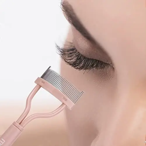 Eyelash Separator Eyelash Comb Lash Separator Tool MSQ Mascara Brush Eyelash Brush Separator Mascara Comb Arc Designed Mascara Applicator With Cover Naked Pink (1PCS) - EYELASH (1)