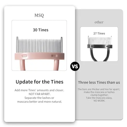 Eyelash Separator Eyelash Comb Lash Separator Tool MSQ Mascara Brush Eyelash Brush Separator Mascara Comb Arc Designed Mascara Applicator With Cover Naked Pink (1PCS) - 5