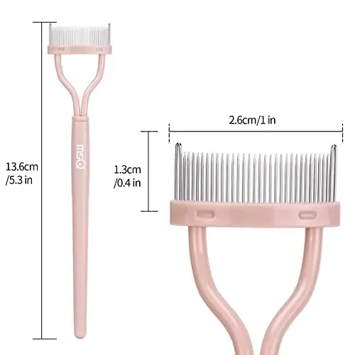 Eyelash Separator Eyelash Comb Lash Separator Tool MSQ Mascara Brush Eyelash Brush Separator Mascara Comb Arc Designed Mascara Applicator With Cover Naked Pink (1PCS) - 4