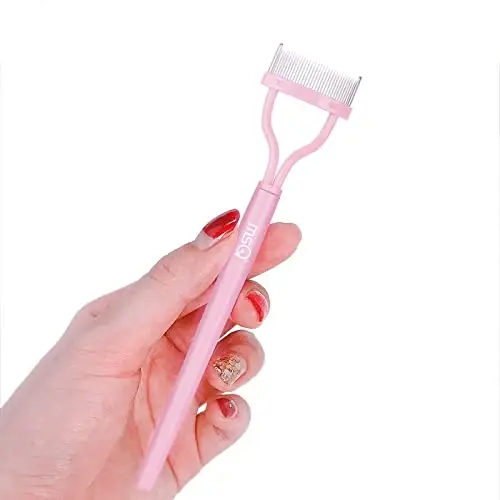 Eyelash Comb Separator MSQ Eyelash Mascara Brush and Comb Lash Separator With Comb Cover Arc Designed Cosmetic Brushes Tool Pink (1PCS) - EYELASH (1)