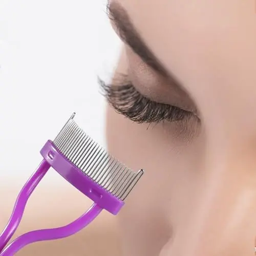 Eyelash Comb Eyebrow Brush MSQ Eyelash Separator Mascara Applicator Eyelash Definer With Comb Cover Arc Designed Cosmetic Brushes Tool (Purple) - 2