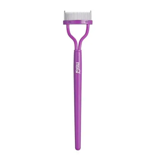 Eyelash Comb Eyebrow Brush MSQ Eyelash Separator Mascara Applicator Eyelash Definer With Comb Cover Arc Designed Cosmetic Brushes Tool (Purple) - 1