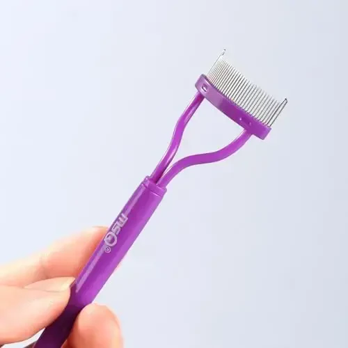 Eyelash Comb Eyebrow Brush MSQ Eyelash Separator Mascara Applicator Eyelash Definer With Comb Cover Arc Designed Cosmetic Brushes Tool (Purple) - 4