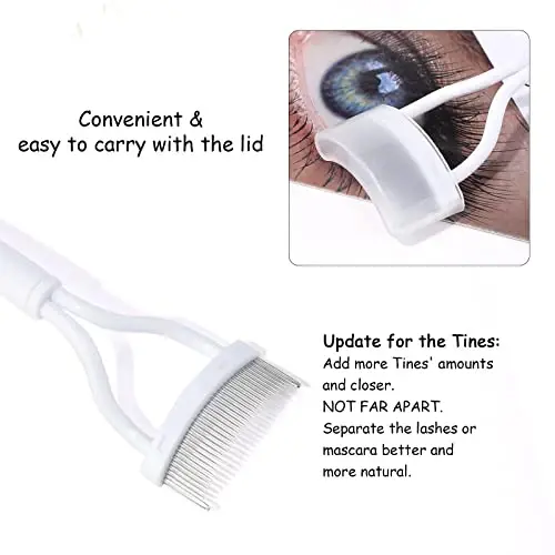 Eyelash Comb MSQ Eyelash Separator Mascara Applicator Eyelash Definer With Comb Cover Arc Designed Cosmetic Brushes Tool White (1PCS) - 4