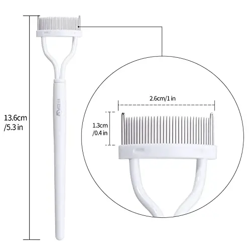 Eyelash Comb MSQ Eyelash Separator Mascara Applicator Eyelash Definer With Comb Cover Arc Designed Cosmetic Brushes Tool White (1PCS) - 5