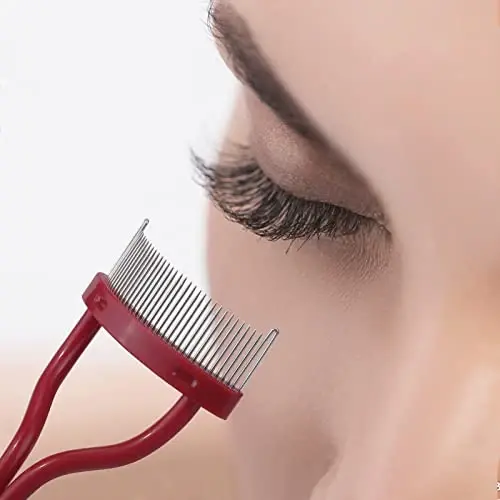 Eyelash Comb MSQ Eyelash Separator Mascara Applicator Eyelash Definer With Comb Cover Arc Designed Cosmetic Brushes Tool Red (1PCS) - 2