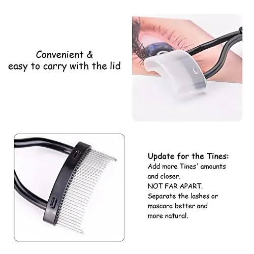 Kirpik Tarak MSQ Kirpik Ajratuvchi Maskara Qo'llash Asboblari Kirpik Aniqlovchi Tarakli Qopqoq Yoy Shaklli Kosmetik Cho'tkalar Asbob Qora (1 dona) - 3
