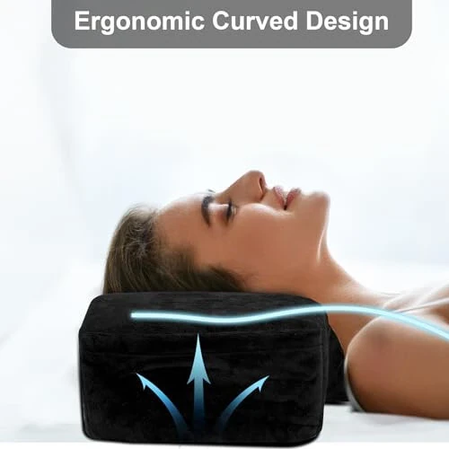 IMENE Lash Pillow for Lash Extensions- Memory Foam Lash Pillow with Neck and Back Support, Ergonomic lash Bed Pillow with Velvet Pillowcase and Lash Organizer Pockets （Black） - IMENE (1)
