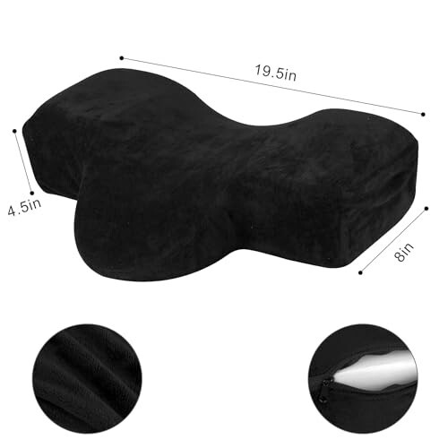 IMENE Lash Pillow for Lash Extensions- Memory Foam Lash Pillow with Neck and Back Support, Ergonomic lash Bed Pillow with Velvet Pillowcase and Lash Organizer Pockets （Black） - 7