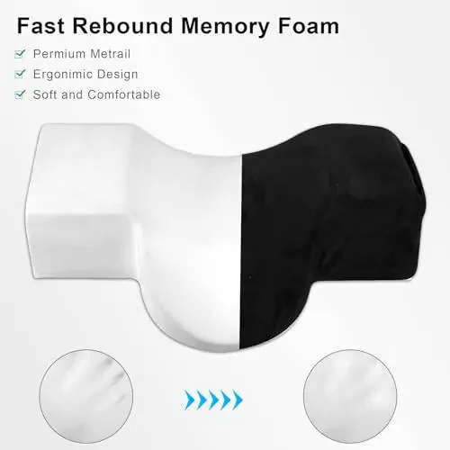 IMENE Lash Pillow for Lash Extensions- Memory Foam Lash Pillow with Neck and Back Support, Ergonomic lash Bed Pillow with Velvet Pillowcase and Lash Organizer Pockets （Black） - 4