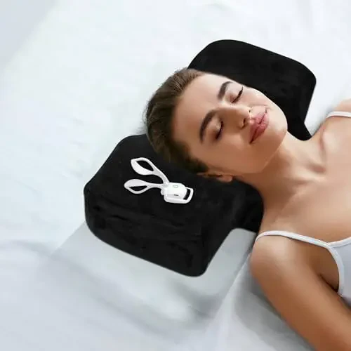 IMENE Lash Pillow for Lash Extensions- Memory Foam Lash Pillow with Neck and Back Support, Ergonomic lash Bed Pillow with Velvet Pillowcase and Lash Organizer Pockets （Black） - 6