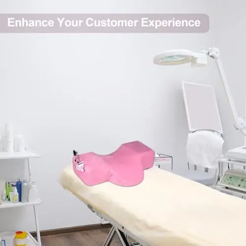 IMENE Lash Pillow for Lash Extensions- Memory Foam Lash Pillow with Neck and Back Support, Ergonomic lash Bed Pillow with Velvet Pillowcase and Lash Organizer Pockets (Pink) - 5