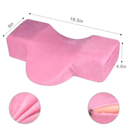 IMENE Lash Pillow for Lash Extensions- Memory Foam Lash Pillow with Neck and Back Support, Ergonomic lash Bed Pillow with Velvet Pillowcase and Lash Organizer Pockets (Pink) - 7
