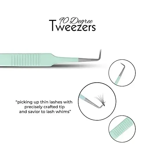 SIVOTE Lash Tweezers for Eyelash Extensions, Set of 3 - Volume, Volume Boot, Slim 90 Degree Tweezers with Fiber Tips in Pastel Colors, Ideal for Mega, Volume & Russian Lashes - Includes Leather Pouch - 5