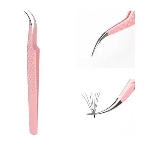 Eyelash Extension Tweezers FADLASH Volume Lash Tweezers Precision Curved Tip Lash Extension Tweezers Isolation & Volume Techniques Professional Application Tools - FADLASH
