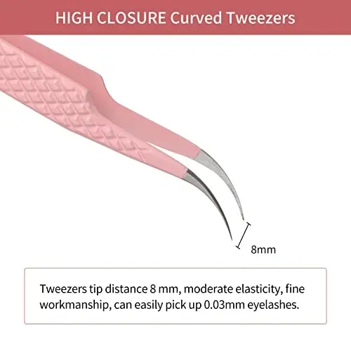 Eyelash Extension Tweezers FADLASH Volume Lash Tweezers Precision Curved Tip Lash Extension Tweezers Isolation & Volume Techniques Professional Application Tools - 3
