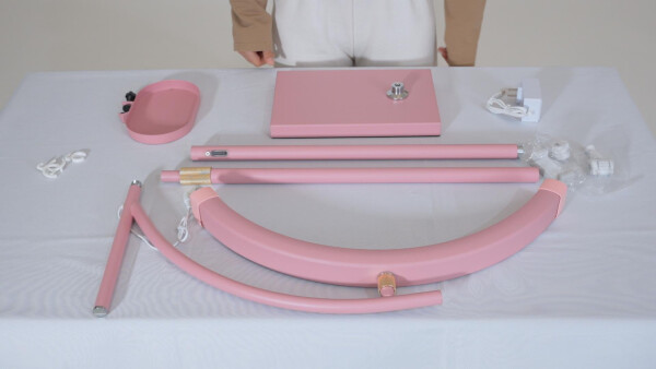 Heshenyqi Lash Light Lash Lamp for Eyelash Extensions Adjustable LED Floor Eyelash lamp Half Moon Light Tattoo Shadowless Lighting for Beauty Skincare Nail Tech Tattoo Artists WR Pink - 7