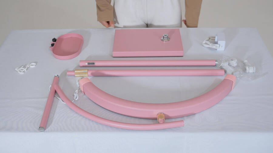 Heshenyqi Lash Light Lash Lamp for Eyelash Extensions Adjustable LED Floor Eyelash lamp Half Moon Light Tattoo Shadowless Lighting for Beauty Skincare Nail Tech Tattoo Artists WR Pink - 7